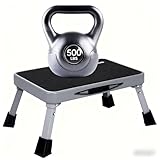 RV Step Stool Foldable 1-Step Ladder Sturdy Metal Stable Step Stool with a Non-Slip Platform Supports up to 500 lb with Non-Slip Rubber Feet, Easy to Carry