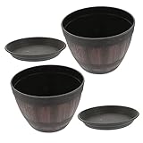 Toddmomy 2 Sätze blumentopf aus Kunststoff Retro-Blumenpflanzer drinnen Tonnentöpfe dekorativ Retro-Pflanzgefäß Innenblumentöpfe Innenblumentopf rustikale Blumentöpfe Blumenkübel Plastik