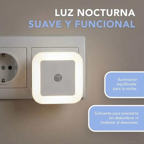 Pack 2 LUZ Nocturna LED con Sensor CREPUSCULAR AUTOMÁTICO – ILUMINACIÓN Inteligente Blanca 6000K, ENCHUFABLE, BAJO Consumo para Pasillo, BAÑO Y Dormitorio — imagen 2