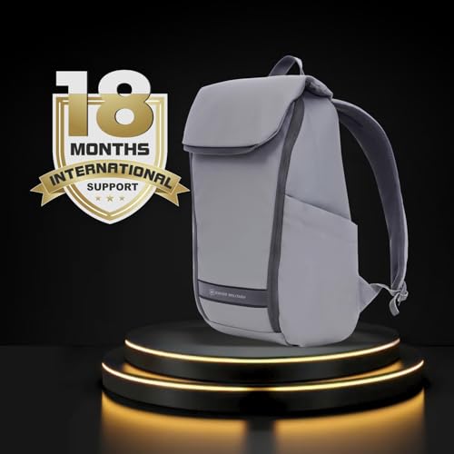 Image of SWISS MILITARY Black & Gold Collection Gazebo Laptop Backpack, PU Coated Water-Resistant Material,15.6 inch Laptop, 180 Openable Compartment & Quick Access & Anti-Theft Pocket with Trolley Strap, (21L)