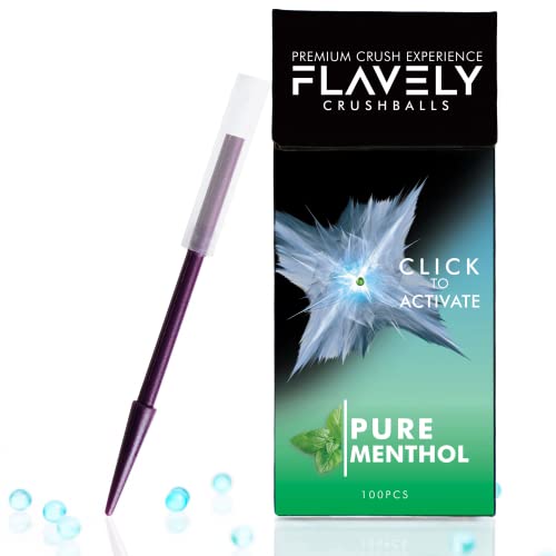 FLAVELY Pure Menthol Crushball Capsules for Cigarettes | Includes Flavoured Crush Balls for 100 Filter Tips | Comes with Small Crushballs Dispenser | Extra Strong Flavour Compared to Aroma Cards!