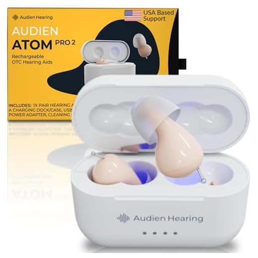 Audien Hearing ATOM PRO 2 Wireless Rechargeable OTC Hearing Aid, Premium Comfort Design & Nearly Invisible
