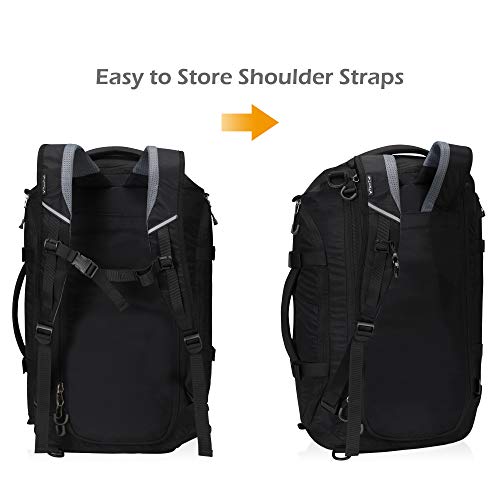 Hynes Eagle Travel Backpack 4 Way Duffel Backpack Water Repellent Gym Sports Bag for Women Men, Black