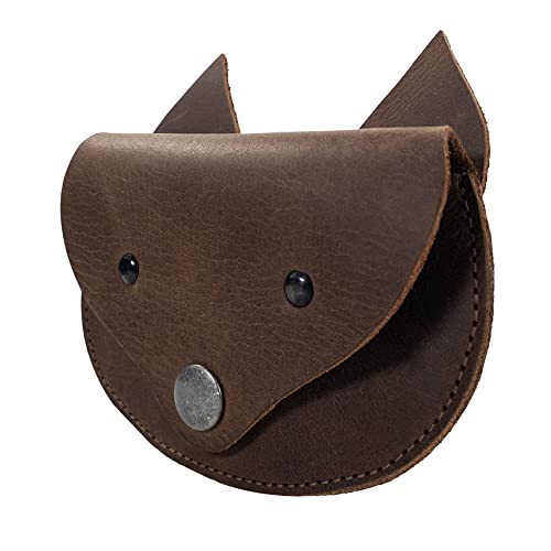 Hide & Play, Foxy Head Shape Coin Purse Handmade from Full Grain Leather - Bourbon Brown3