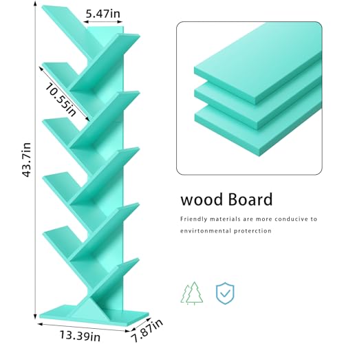 Estantería de árbol verde 10 niveles para libros estantería de madera salón 4