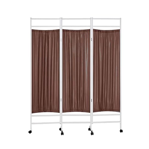 3 Panel Rolling Room Divider, Freestanding Fabric Mobile Folding Partition Privacy Screen, Medical Privacy Screen with Lockable Wheels, Suitable for Hospital, Clinic(Color1)