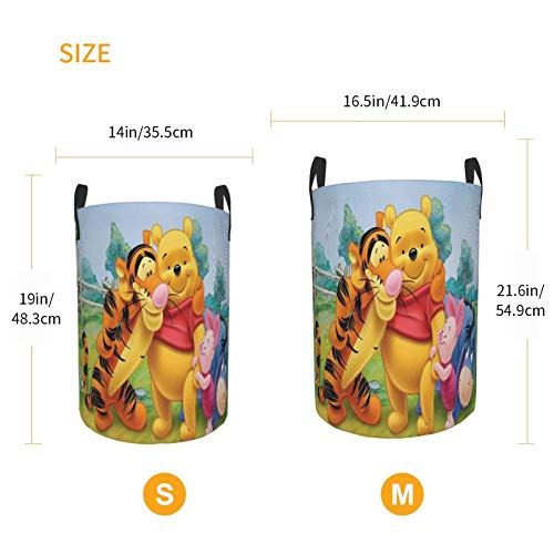 Aka Personality Winnie The Pooh Laundry Basket, Laundry Hampers Lightweight Durable Drawstring Waterproof Round Storage Basket,Bathroom/Home Decor/Baby Hamper/Boxes/Baby Clothing #TOP3
