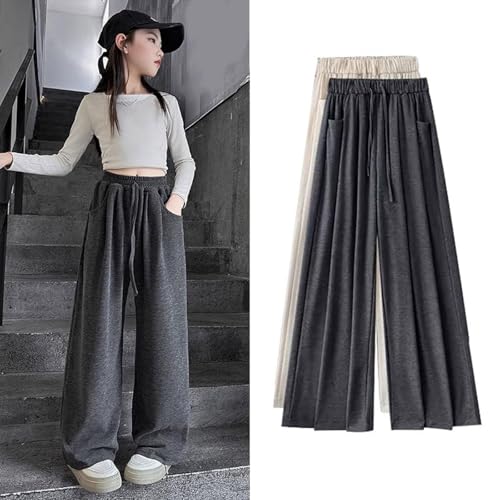 Girls Sweatpants Elastic Waist DrawstringBaggy Wide Leg Pants Trendy Casual Preppy Straight Leg Joggers with Pockets4