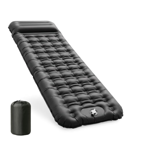 CIXMUS Aufblasbare Isomatte Camping mit Fußpumpe und Kopfkissen, 12 cm verdickt – Bequem, Ultraleicht, Kleines Packmaß, Koppelbar – Ideal für Wandern, Zelten und Reisen