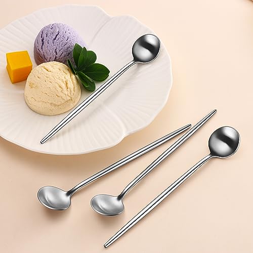 Dehov T-2868 4 Pcs 6.7 Inches Stainless Steel 18/10 Coffee Spoons,Matte Finish Ss 304 Long Handle Coffee Stirring Spoon,Iced Tea Spoon,Espresso Mixing Spoons,Cute Dessert Spoon,Tea Spoon thumb #7