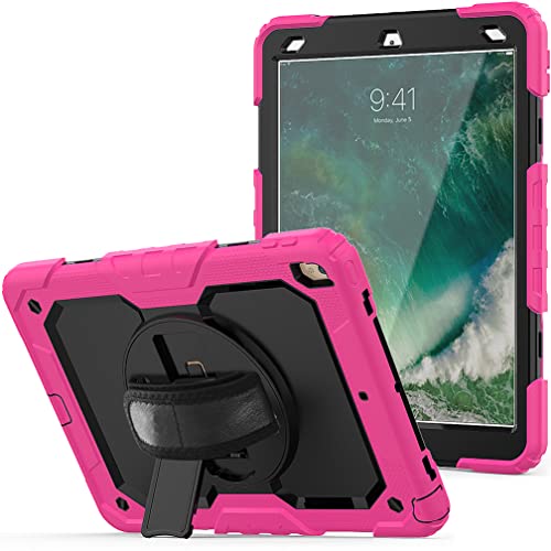 Case for iPad pro 10.5 2017/iPad air 3 10.5 2019 with 360 degree rotatable Folding stand,Trendy Shockproof case with Wrist Strap and Shoulder Strap