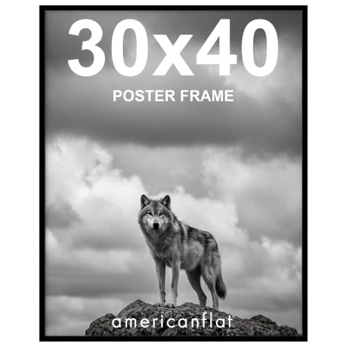 Image of Americanflat 30x40 Picture Frame with Polished Plexiglass - Streamline Collection - Thin Border Picture Frame for Wall Display - Hanging Hardware Included - Black
