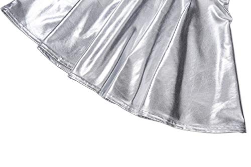 Urban CoCo Women's Shiny Flared Pleated Mini Skater Skirt - Image 6