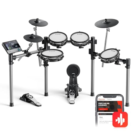 Donner Beat Electronic Drum Set, Electric Drum Kit with Quiet Mesh Drum Pads, 12″ Cymbals w/Choke, 100 Kits and 1100+ Sounds, Sticks, USB MIDI, DONNER PLAY app (5 Pads, 3 Cymbals)
