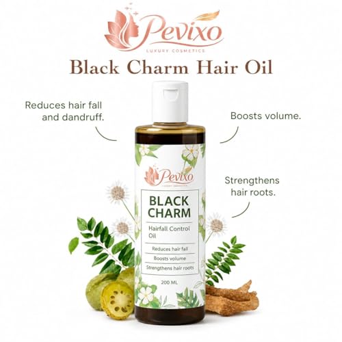 Image of Black Charm Hair Oil 200ml | Hair Fall Control & Hair Growth Oil | Deep Nourishing Scalp Treatment for Strong Roots, Thick, Healthy & Silky Smooth Hair