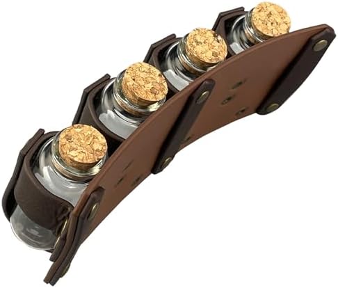 Medieval Alchemy Belt Set with 4 Bottles – Viking-Inspired PU Leather Waist Harness with Metal Buckles & Rivets for Cosplay, Renaissance Fairs, Rock Concerts & Themed Parties image 5