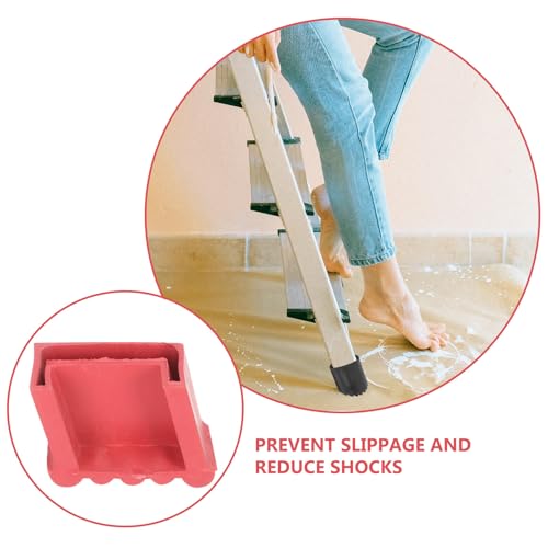 Pies de escalera de goma antideslizante rojos para base estable de 4 piezas 7