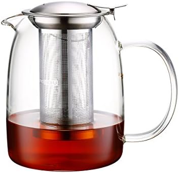 Glass Teapot with infuser, Tea Infusers for Loose Tea, Small Loose Leaf Tea pot, Heat resistant, Ideal for Tea Parties and Stovetop Brewing，1100ml