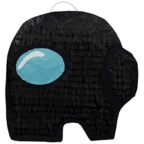 Impostor Gaming Themed Crewmate Mini Pinata Doubles As Classic Party Game Or Decoration Piece for Kids Birthday Parties (Black)