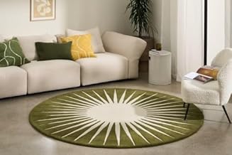 Handwoven Pure Woolen Round Carpets Collection with 1,0 Inch Thickness 3X3 Feet Round (USA Export Quality) Colour Multy
