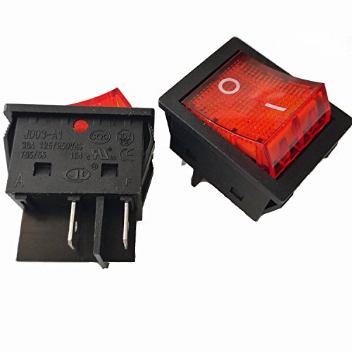JD03-A1 2pcs 4Pins 30A 125V/250V T85/55 1E4 Large Current Rocker Power Switch for Inverter Welding Machine TUV CE CQC Certificate, Black Color