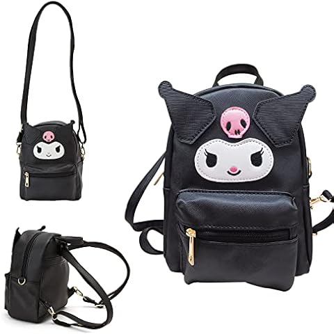 ZJYJING Cartoon Anime Mini Cute PU Backpack Shoulder Bag Backpack Handbag for Kids Girls Cosplay (Black) Cover