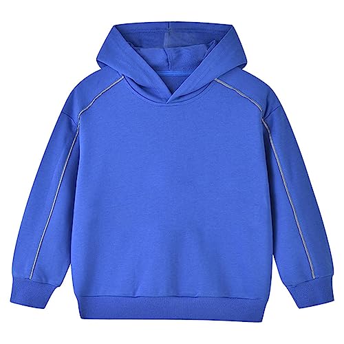 Kids Comfy Tops 1 to 8 Years Soft Cotton Warm Hooded Solid Color Long Sleeve Pullover Sweatshirts For Boys Girls