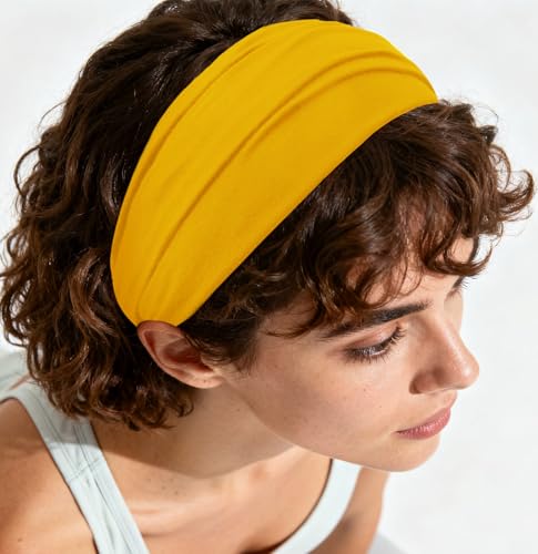 axy Hair Band Yoga Headband Hairband Beautiful Women's Hair Accessories Sports Headbands HB4 (Lemon Yellow, Extra Wide)