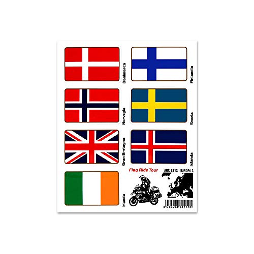 Quattroerre Sticker Flag Ride Tour Europe 3 for Bike Cases, 16 x 13.5 cm