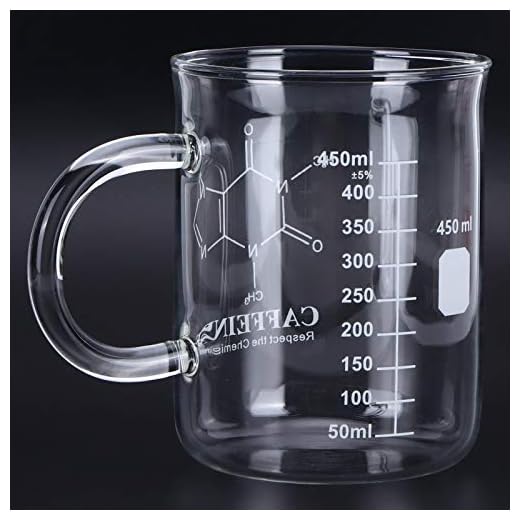BORDSTRACT Tazas Transparentes Quimica Cristal, Taza de Molécula de Cafeína, Taza de Química de Vidrio de Borosilicato Científico de 16 Oz Con Asa Medición Para Café Té Café Con Leche