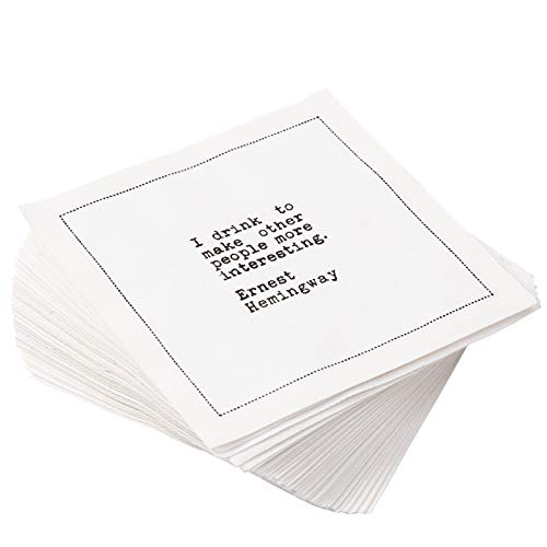 Signature Napkins Drinking Quotes Cotton Cocktail Napkins, Beverage Napkin, Bar Napkin, Party Napkins, Small Napkins, Napkins for Events,Holidays, Weddings, Parties 4.5"x4.5"-Single Use 50x