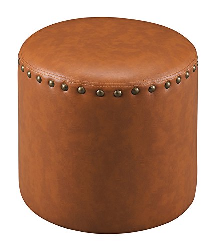Kings Brand Furniture Nailhead Trim Upholstered Stool Ottoman (Brown)