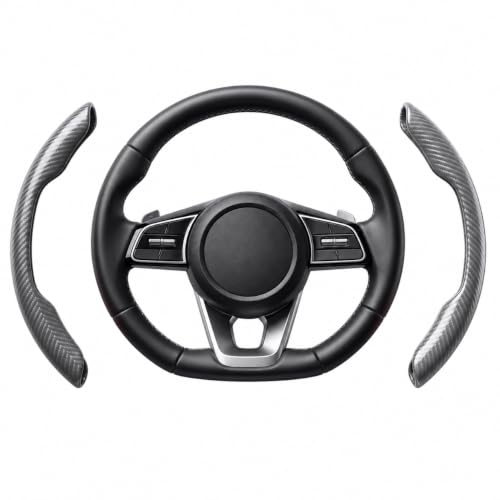 Image of High Life Carbon Fiber Steering Wheel Grip Pads - Grey Color | Anti-Slip Textured Steering Wheel Cover Grip | Universal Fit for Cars | Premium Comfort & Control