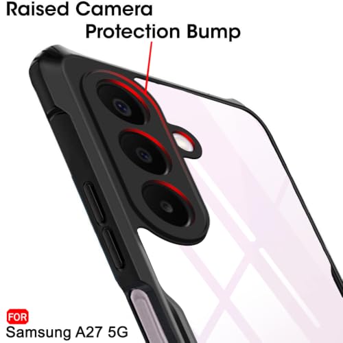 Image of TheGiftKart Shockproof Crystal Clear Back Cover Case for Samsung Galaxy A27 5G | 360 Degree Protection | Protective Design | Transparent Back Cover Case for Samsung A27 5G (PC & TPU, Black Bumper)