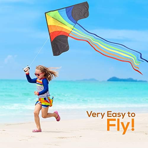 Original Rainbow Kite For Children And Adults - Very Easy To Fly Kite - Family Fun For All - Great Outdoor Toy For Beginners - Built To Last - Makes a Great Gift
