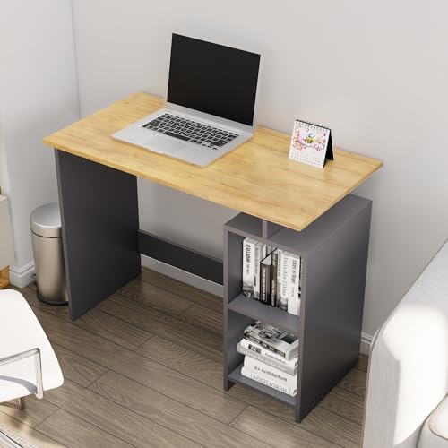 Image of Bniture Wooden Study Table for Home | Engineered Wood Laptop Study Table with Book Shelf | Multi Purpose Office Desk for Laptop & Computer| Workstation for Home & Office | Slate Grey & Giant Wood