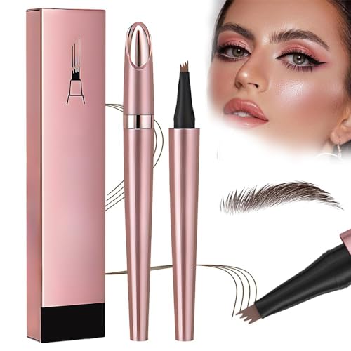Lápiz de Cejas Mágico, 2026 Nuevo Lápiz de Contorno de Cejas Microblading Impermeable 3D, Microblading de Trazo Fino Natural, Largo y Duradero de 4 Puntas (Marrón Oscuro)