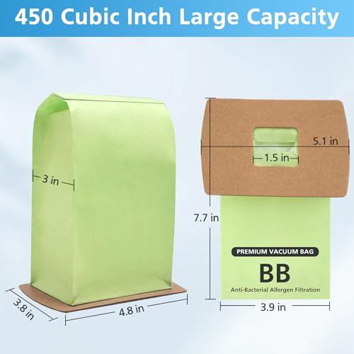 Image of 15 Pack Type BB Compact Canister Bags Replacement for Oreck XL Buster B Canister Vacuum bags PKBB12DW BB180 BB280 BB850 BB870 BB900 BB1000 MV160 with 4 Motor Filters