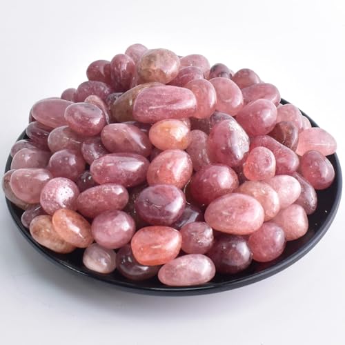 Image of Polished Strawberry Quartz Crystal Bulk - 0.5 inch Colorful Tumbled Stone Chips Rocks, 10 oz Crushed Sea Glass Vase Filler Small Stones for Healing, Reiki, Crafting, Home Decor