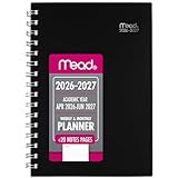 Mead Planner 2026-2027 Weekly & Monthly Academic 15-Month April-June, 5-1/2" x 8-1/2", Basic, Black (CAW42005)