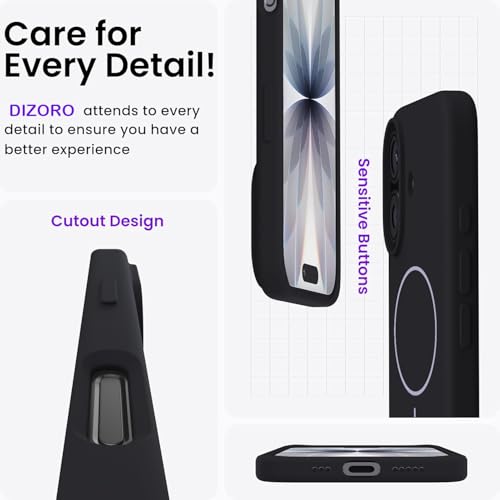 Image of DIZORO Magnetic for iPhone 17 Case, Compatible with MagSafe, Integrated Silicone Camera Control Cover, Thicken Shockproof Drop Protection Phone Case for 17,Black
