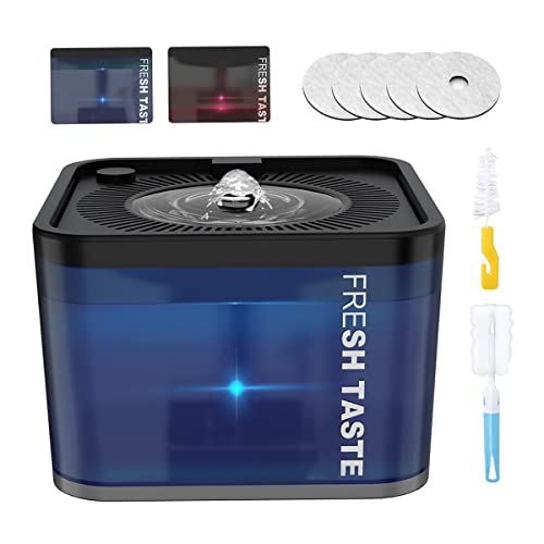 Katzenbrunnen, 2.5L Automatische trinkbrunnen für Katze und Hunde wasserbrunnen mit 5 Stück Aktivkohle Filter, LED-Licht, Wasserstand Fenster, Ultraleiser Wasserpumpe Cover