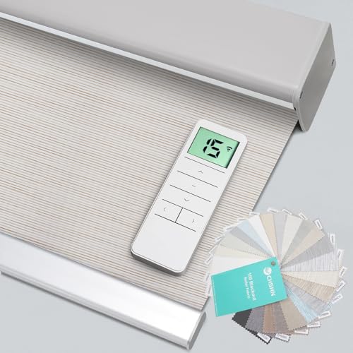Motorized 100% Blackout Roller Shades – Custom Smart Blinds with Remote Control, Rechargeable Battery or Plug-in Motor, Tuya WiFi Optional, Home & Office Automatic Window Shades (Color Sample)