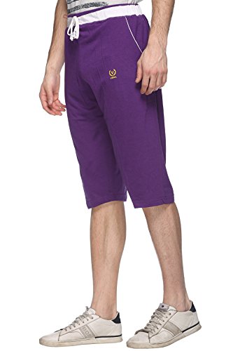Image of VIMAL JONNEY Purple Cotton Blended Capri for Men-C8-PURPLE01-M