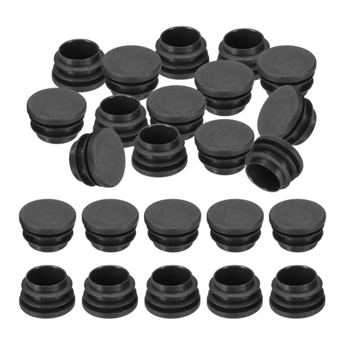 Image of PATIKIL 1-1 /8 inch Plastic Tubing End Caps, 24Pcs Round Hole Plug Insert for Round Iron Pipe Chair Leg Table Bookshelves Furniture, Black