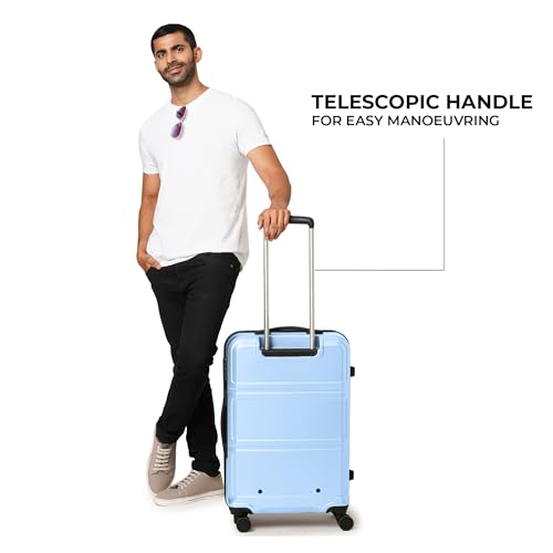 Image of Jet Set Go by Nasher Miles Dollar Hard-Sided Polycarbonate Luggage Set of 2 Pastel Blue Trolley Bags (55 & 65 cm)