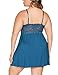 Ababoon Plus Size Lingerie for Women Lace Modal Chemises Nightgown V-Neck Full Slip Babydoll Sleepwear Size L-4XL (Blue Green, X-Large)