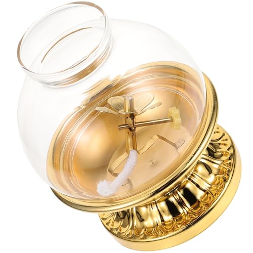 TOYANDONA Lampada Petrolio con Copertura in Vetro Base in Lega Spessa per Casa e Tempio Lanterna Olio Decorativa e Funzionale Adatta Ambienti Interni ed Esterni