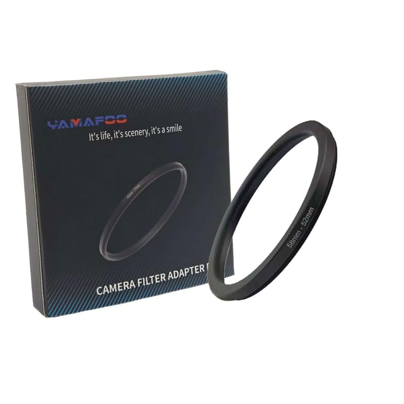 YAMAFOO 58mm to 52mm Step-up Ring/Step Down Rings Filter Adapter for All Brands UV ND CPL Metal Ring Step-Up Rings Adapter Filter,Black (58-52)