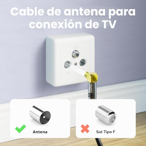 Miniatura 4 de Deleycon 2m Cable De Antena Tv 4k - 4k Ultra Hd Full Hd Hdtv - 2x Acodado - Cable Coaxial - Conector Iec 90 A Toma Iec 90 - Conectores Metálicos - Negro
